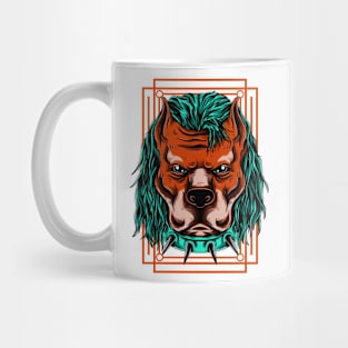 Mad Dog Bull Punk Brown Blue Mug